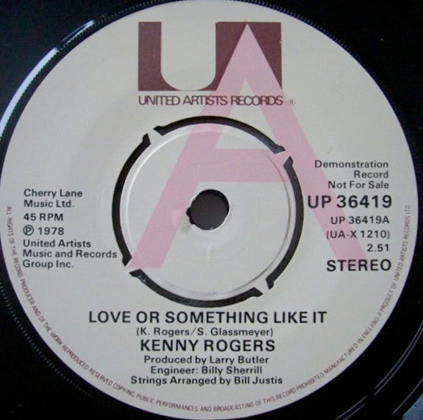 Kenny Rogers : Love Or Something Like It (7", Promo)