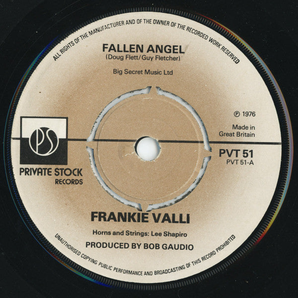 Frankie Valli : Fallen Angel (7", Single)