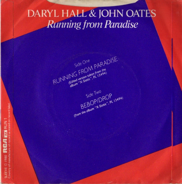 Daryl Hall & John Oates : Running From Paradise (7", Single)