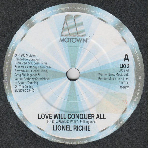 Lionel Richie : Love Will Conquer All (7", Single)