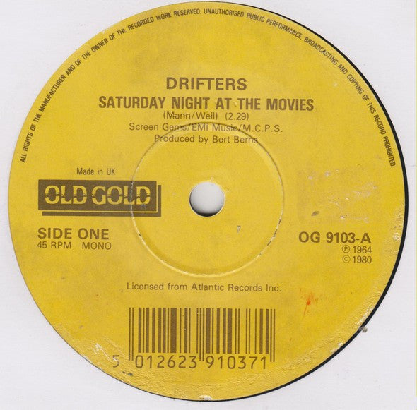 The Drifters : Saturday Night At The Movies (7", Single, Mono)