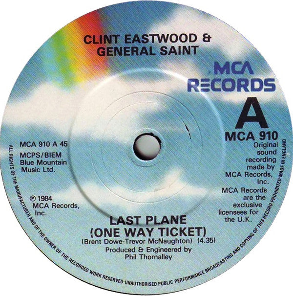 Clint Eastwood And General Saint : Last Plane (One Way Ticket) (7")