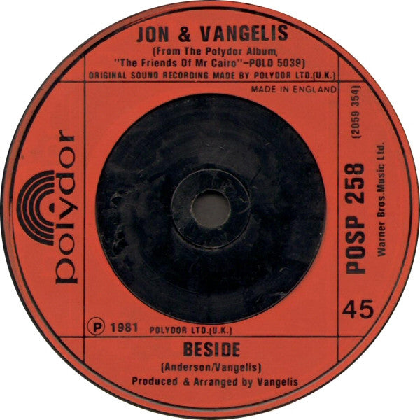 Jon & Vangelis : The Friends Of Mr Cairo (7", Single)