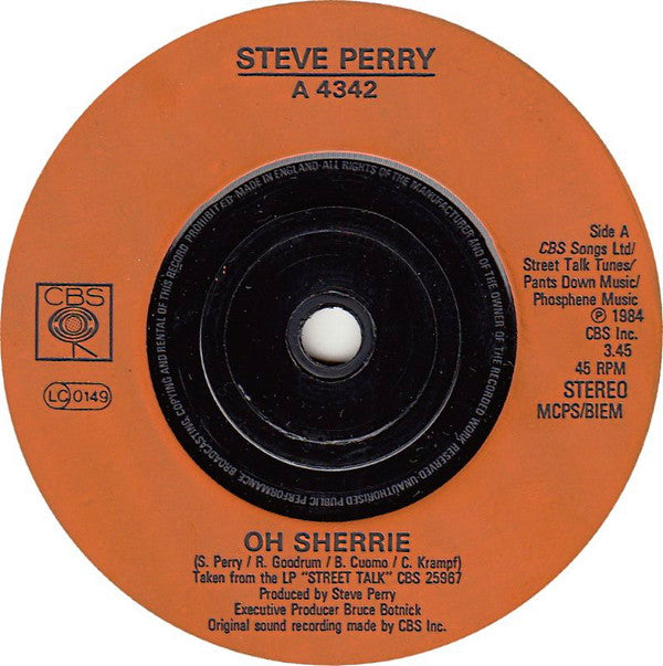 Steve Perry : Oh Sherrie (7", Inj)