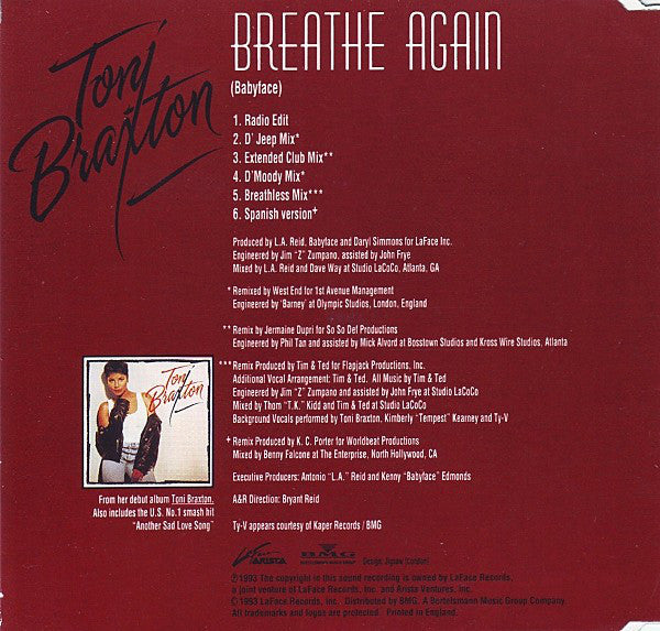 Toni Braxton : Breathe Again (CD, Single)
