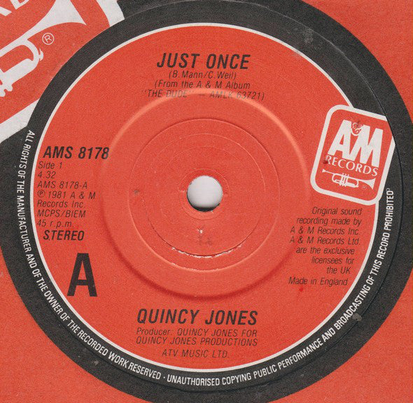 Quincy Jones : Just Once (7", Single)