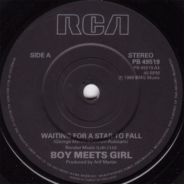 Boy Meets Girl : Waiting For A Star To Fall (7", Single)