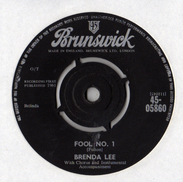 Brenda Lee : Fool No.1 / Anybody But Me (7", Single)
