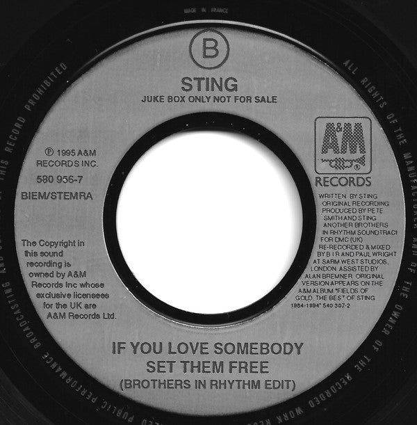 Sting : This Cowboy Song (Remix Featuring Pato Banton) (7", Single, Jukebox)