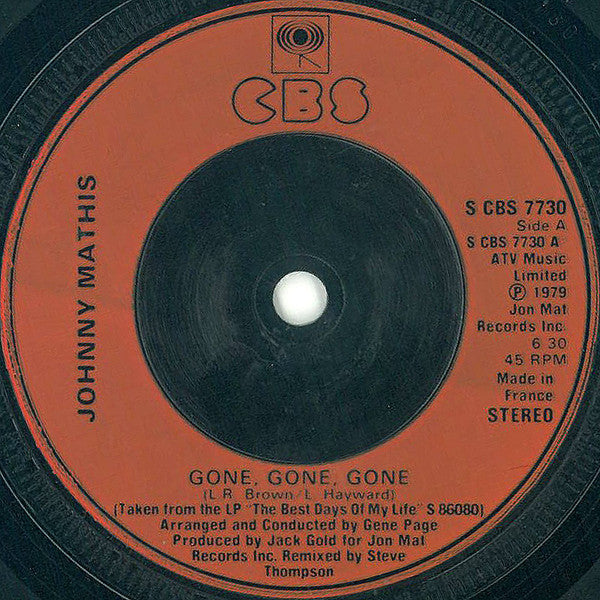 Johnny Mathis : Gone, Gone, Gone (7", Inj)