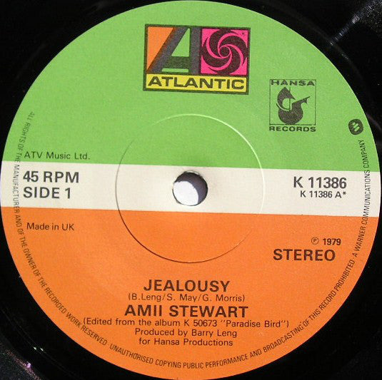 Amii Stewart : Jealousy (7", Single, WEA)