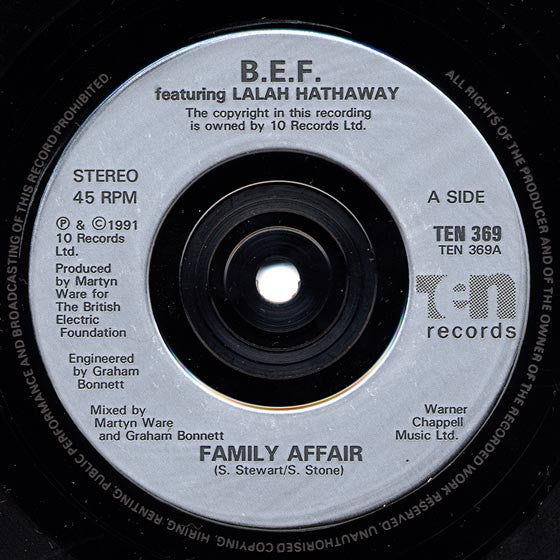 British Electric Foundation Featuring Lalah Hathaway : Family Affair (7", Single)