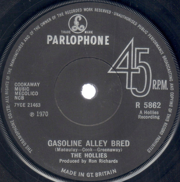 The Hollies : Gasoline Alley Bred (7", Single, Sol)