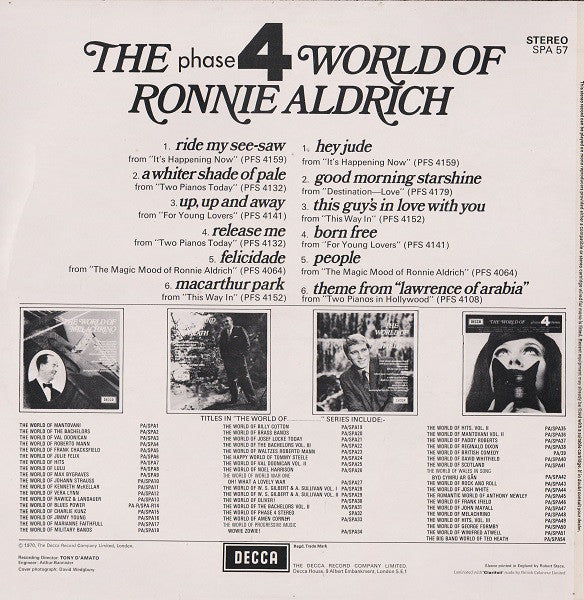 Ronnie Aldrich : The Phase 4 World Of Ronnie Aldrich (LP, Comp)