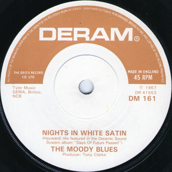 The Moody Blues : Nights In White Satin (7", Single, RE, Sol)
