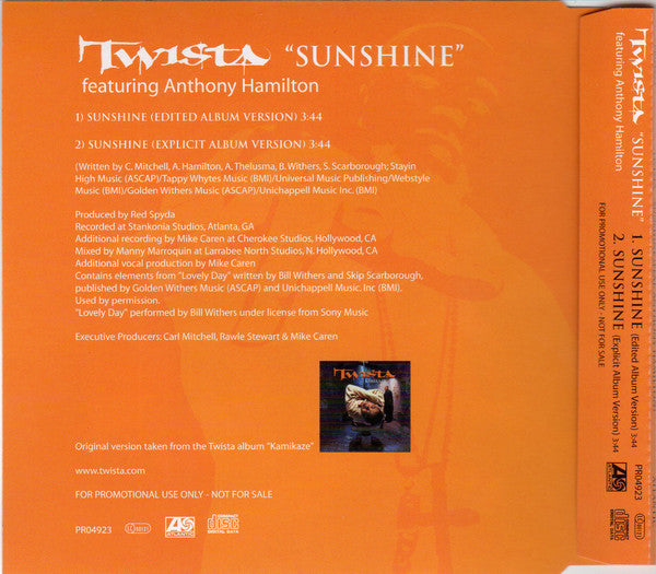 Twista Featuring Anthony Hamilton : Sunshine (CD, Single, Promo)
