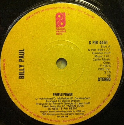 Billy Paul : People Power / I Want 'Cha Baby (7")