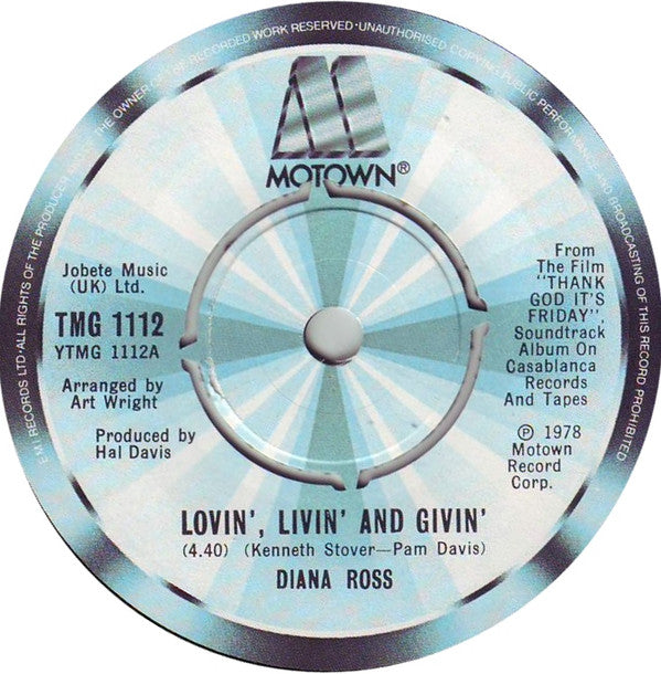 Diana Ross : Lovin', Livin' And Givin' (7", Single)