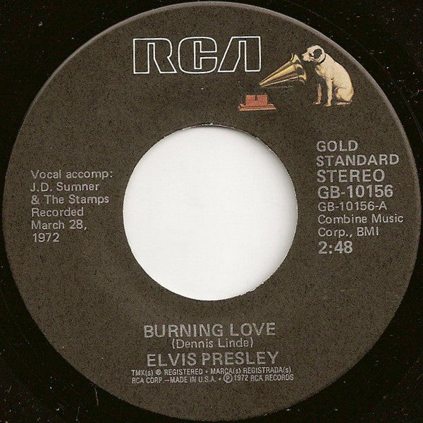 Elvis Presley : Burning Love (7", Single, RE, Ind)
