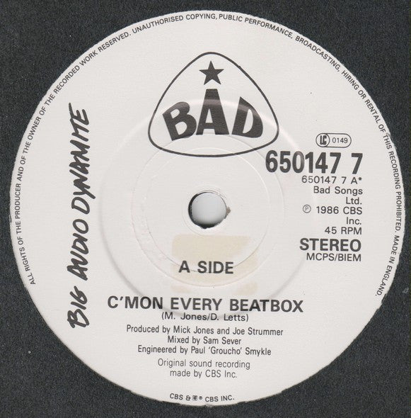 BAD* : C'mon Every Beatbox (7", Single)