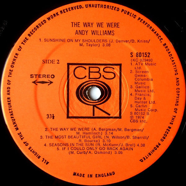 Andy Williams : The Way We Were (LP, Album)