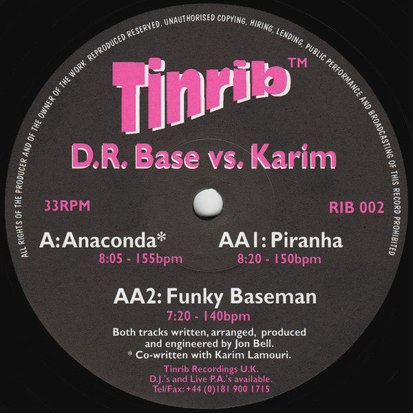 D.R. Base vs. Karim : Anaconda / Piranha / Funky Baseman (12")