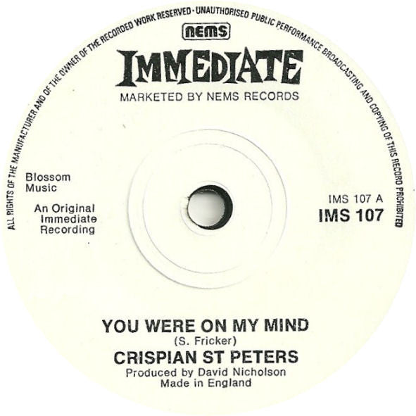 Crispian St. Peters / Traxter (3) : You Were On My Mind / Glandular Fever (7", Single, RE, Sol)