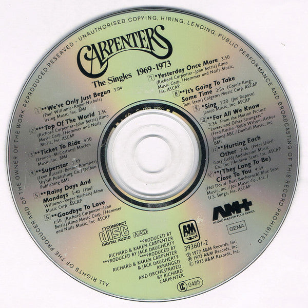 Carpenters : The Singles 1969-1973 (CD, Album, Comp, RE)