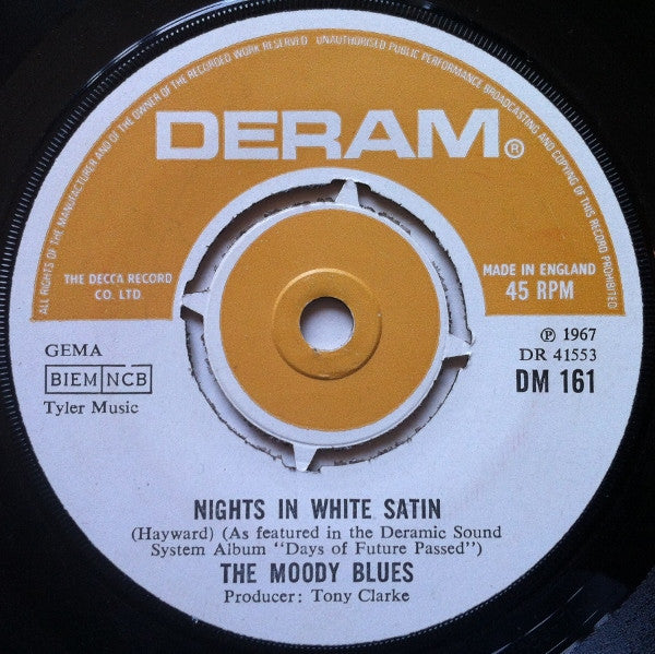 The Moody Blues : Nights In White Satin (7", Single, RP, Pus)
