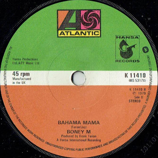 Boney M. : I'm Born Again / Bahama Mama (7", Single)