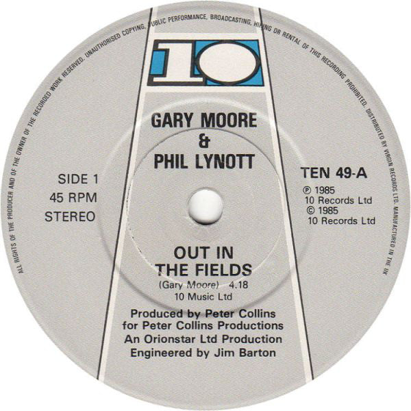 Gary Moore & Phil Lynott : Out In The Fields (7", Single)