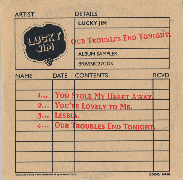 Lucky Jim : Our Troubles End Tonight (Album Sampler) (CD, Promo, Smplr)