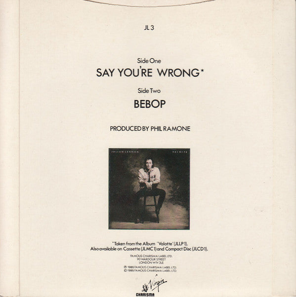 Julian Lennon : Say You're Wrong (7", Single)
