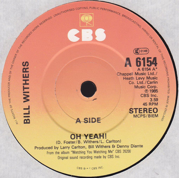 Bill Withers : Oh Yeah! (7", Single)