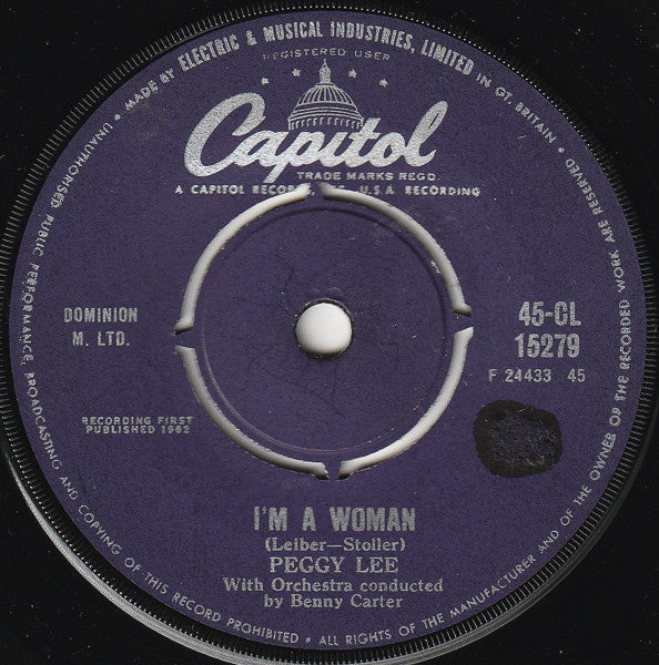 Peggy Lee : I'm A Woman (7", Single)