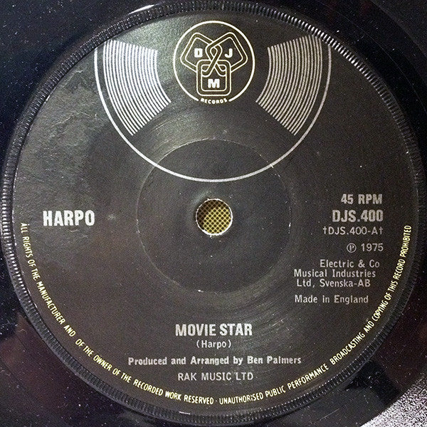 Harpo : Movie Star (7", Single)