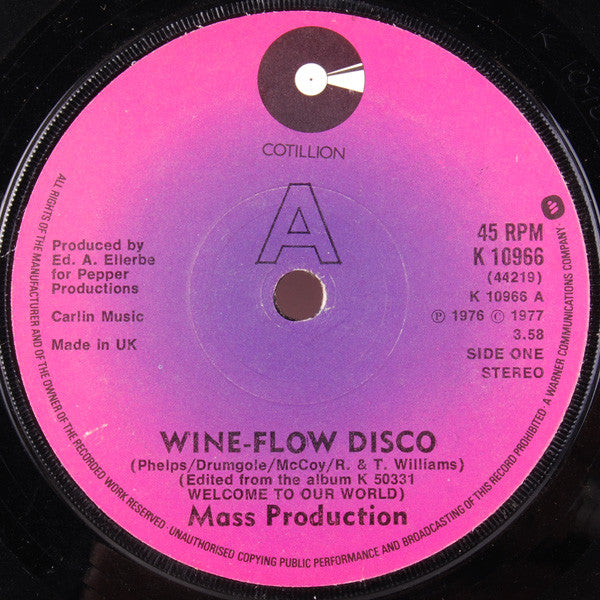 Mass Production : Wine-Flow Disco / Fun In The Sun (7", Sol)
