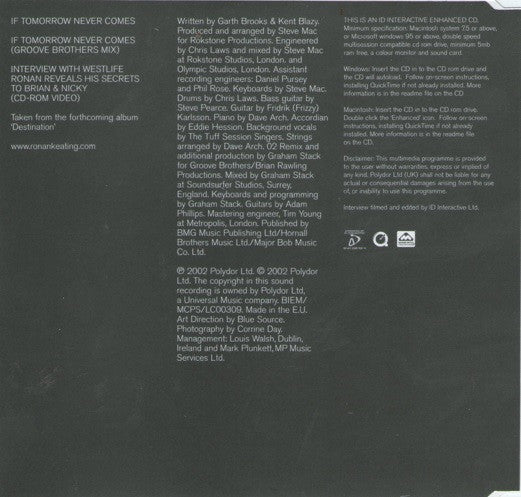 Ronan Keating : If Tomorrow Never Comes (CD, Single, Enh)