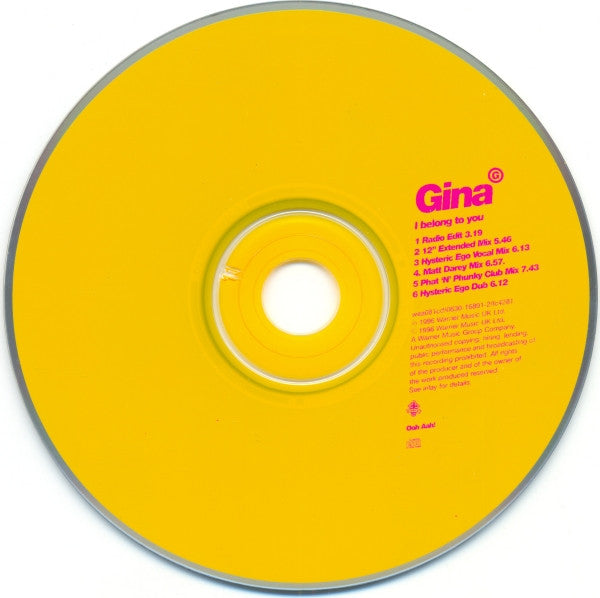 Gina G : I Belong To You (CD, Single)