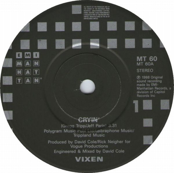 Vixen (2) : Cryin' (7", Single)