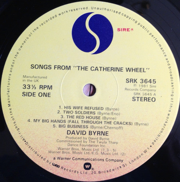David Byrne : Songs From "The Catherine Wheel" (LP, Album, Wes)
