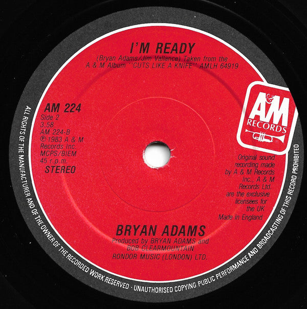 Bryan Adams : Run To You (7", Single)