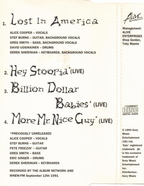 Alice Cooper (2) : Lost In America (CD, Single, Pic)