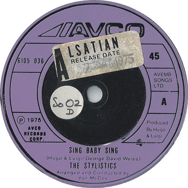 The Stylistics : Sing Baby Sing (7", Single, UK )