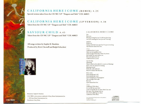 Sophie B. Hawkins : California Here I Come (CD, Single)