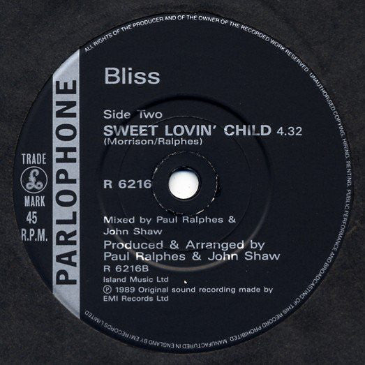 Bliss (10) : Won't Let Go (7", Single)