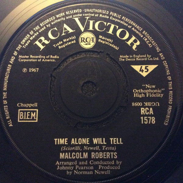 Malcolm Roberts : Time Alone Will Tell (7", Single)