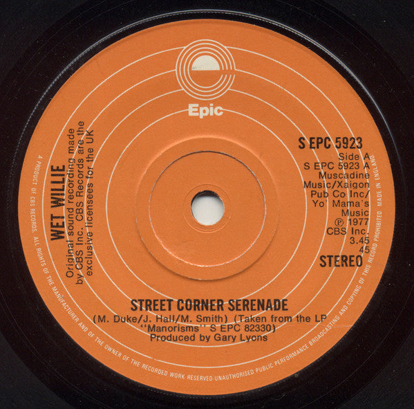 Wet Willie : Street Corner Serenade (7")