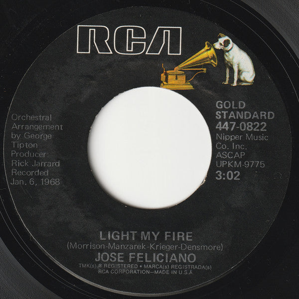 José Feliciano : Light My Fire / Hi-Heel Sneakers (7", RE, Ind)