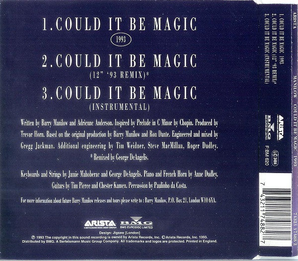Barry Manilow : Could It Be Magic 1993 (CD, Single)